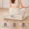 Intelligent Design Azza Floor Pillow, Large Cushions Sitting for Adults, Floor Pillow for Meditation or Yoga, Lustrous Chenille Tufted with Scalloped Edges for Bench/Chair Cushion, 20″x20″x5″ Ivory(Square Ivory With Handle)