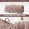 Intelligent Design Edelia Foldable Poly Chenille Light Weight Lounge Floor Pillow Cushion Tufted Seat for Meditation, Game Playing, Yoga, Reading with Travel Wrap, 74×27, Ivory(Blush)