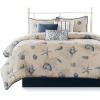 Madison Park 100% Cotton Comforter Set – Coastal Coral, Starfish Design All Season Down Alternative Cozy Bedding with Matching Shams, Decorative Pillow, Queen(90″x90″), Blue, Cape Cod Navy 7pcs(Bayside Taupe 7pcs)