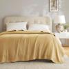 Madison Park 100% Egyptian Cotton Lightweight Summer Blanket, Breathable Waffle Knit Design, Soft Cozy All-Season Throw for Bed, Couch or Sofa, Sage Green Full/Queen Size (90″x90″)(Mustard)