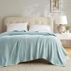 Madison Park 100% Egyptian Cotton Lightweight Summer Blanket, Breathable Waffle Knit Design, Soft Cozy All-Season Throw for Bed, Couch or Sofa, Sage Green Full/Queen Size (90″x90″)(Light Blue)