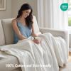 Madison Park 100% Egyptian Cotton Lightweight Summer Blanket, Breathable Waffle Knit Design, Soft Cozy All-Season Throw for Bed, Couch or Sofa, Sage Green Full/Queen Size (90″x90″)(White)