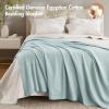 Madison Park 100% Egyptian Cotton Lightweight Summer Blanket, Breathable Waffle Knit Design, Soft Cozy All-Season Throw for Bed, Couch or Sofa, Sage Green Full/Queen Size (90″x90″)(Light Blue)
