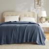 Madison Park 100% Egyptian Cotton Lightweight Summer Blanket, Breathable Waffle Knit Design, Soft Cozy All-Season Throw for Bed, Couch or Sofa, Sage Green Full/Queen Size (90″x90″)(Blue)