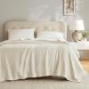 Madison Park 100% Egyptian Cotton Lightweight Summer Blanket, Breathable Waffle Knit Design, Soft Cozy All-Season Throw for Bed, Couch or Sofa, Sage Green Full/Queen Size (90″x90″)(Cream)