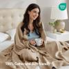 Madison Park 100% Egyptian Cotton Lightweight Summer Blanket, Breathable Waffle Knit Design, Soft Cozy All-Season Throw for Bed, Couch or Sofa, Sage Green Full/Queen Size (90″x90″)(Khaki)