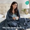 Madison Park 100% Egyptian Cotton Lightweight Summer Blanket, Breathable Waffle Knit Design, Soft Cozy All-Season Throw for Bed, Couch or Sofa, Sage Green Full/Queen Size (90″x90″)(Blue)