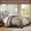Madison Park Aubrey Cozy Comforter Set, Faux Silk Jacquard Paisley Design – All Season Down Alternative Bedding with Cotton Bed Sheets, Bed Skirt & Toss Pillows, King Navy 12 Piece(Blue Biab 12pcs)
