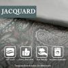 Madison Park Aubrey Cozy Comforter Set, Faux Silk Jacquard Paisley Design – All Season Down Alternative Bedding with Cotton Bed Sheets, Bed Skirt & Toss Pillows, King Navy 12 Piece(Teal Biab 12pcs)