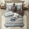 Madison Park Bellagio Cozy Comforter Set – Luxurious Jaquard Traditional Damask Design, All Season Down Alternative Bedding with Matching Shams, Decorative Pillow, Queen(90″x90″), Brown/Gold 7 Piece(Princeton Blue)