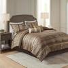 Madison Park Bellagio Cozy Comforter Set – Luxurious Jaquard Traditional Damask Design, All Season Down Alternative Bedding with Matching Shams, Decorative Pillow, Queen(90″x90″), Brown/Gold 7 Piece(Bellagio Brown/Gold)