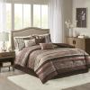 Madison Park Bellagio Cozy Comforter Set – Luxurious Jaquard Traditional Damask Design, All Season Down Alternative Bedding with Matching Shams, Decorative Pillow, Queen(90″x90″), Brown/Gold 7 Piece(Princeton Red)