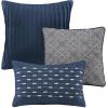 Madison Park Biloxi Jacquard Comforter Set – Modern Geometric Design, All Season Down Alternative Cozy Bedding with Matching, Shams, Decorative Pillow, Queen(90″x90″), Ombre Navy 7 Piece(Biloxi Navy)
