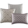 Madison Park Biloxi Jacquard Comforter Set – Modern Geometric Design, All Season Down Alternative Cozy Bedding with Matching, Shams, Decorative Pillow, Queen(90″x90″), Ombre Navy 7 Piece(Biloxi Silver)