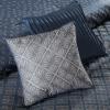 Madison Park Biloxi Jacquard Comforter Set – Modern Geometric Design, All Season Down Alternative Cozy Bedding with Matching, Shams, Decorative Pillow, Queen(90″x90″), Ombre Navy 7 Piece(Biloxi Navy)