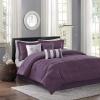 Madison Park Blaire Cozy Comforter Set-Luxurious Faux Silk Traditional Pieced Design All Season Down Alternative Bedding with Matching Shams, Decorative Pillow, Queen (90 in x 90 in),, Navy 7 Piece(Hampton Plum)