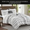 Madison Park Boho Comforter Set, Seersucker Southwestern Farmhouse Queen Size Comforters, Diamond Printed Reverse, All Season Microfiber Fluffy Bedding Set, Full/Queen, Taupe/Blue 5 Pieces(Ivory/Black)