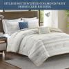 Madison Park Boho Comforter Set, Seersucker Southwestern Farmhouse Queen Size Comforters, Diamond Printed Reverse, All Season Microfiber Fluffy Bedding Set, Full/Queen, Taupe/Blue 5 Pieces(Taupe/Blue)