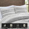 Madison Park Boho Comforter Set, Seersucker Southwestern Farmhouse Queen Size Comforters, Diamond Printed Reverse, All Season Microfiber Fluffy Bedding Set, Full/Queen, Taupe/Blue 5 Pieces(Ivory/Black)