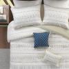 Madison Park Boho Comforter Set, Seersucker Southwestern Farmhouse Queen Size Comforters, Diamond Printed Reverse, All Season Microfiber Fluffy Bedding Set, Full/Queen, Taupe/Blue 5 Pieces(Taupe/Blue)