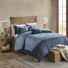 Madison Park Boone Cozy Comforter Set, Faux Suede, Deluxe Hotel Styling All Season Down Alternative Bedding Matching Shams, Decorative Pillow, Queen (90 in x 90 in), Rustic Brown 7 Piece(Dark Navy 7pcs)