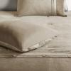 Madison Park Boone Cozy Comforter Set, Faux Suede, Deluxe Hotel Styling All Season Down Alternative Bedding Matching Shams, Decorative Pillow, Queen (90 in x 90 in), Rustic Brown 7 Piece(Tan 7pcs)