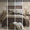 Madison Park Boone Cozy Comforter Set, Faux Suede, Deluxe Hotel Styling All Season Down Alternative Bedding Matching Shams, Decorative Pillow, Queen (90 in x 90 in), Rustic Brown 7 Piece(Brown 7pcs)