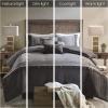 Madison Park Boone Cozy Comforter Set, Faux Suede, Deluxe Hotel Styling All Season Down Alternative Bedding Matching Shams, Decorative Pillow, Queen (90 in x 90 in), Rustic Brown 7 Piece(Dark Grey 7pcs)