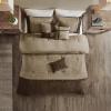 Madison Park Boone Cozy Comforter Set, Faux Suede, Deluxe Hotel Styling All Season Down Alternative Bedding Matching Shams, Decorative Pillow, Queen (90 in x 90 in), Rustic Brown 7 Piece(Brown 7pcs)