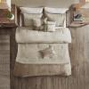 Madison Park Boone Cozy Comforter Set, Faux Suede, Deluxe Hotel Styling All Season Down Alternative Bedding Matching Shams, Decorative Pillow, Queen (90 in x 90 in), Rustic Brown 7 Piece(Tan 7pcs)