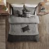 Madison Park Boone Cozy Comforter Set, Faux Suede, Deluxe Hotel Styling All Season Down Alternative Bedding Matching Shams, Decorative Pillow, Queen (90 in x 90 in), Rustic Brown 7 Piece(Dark Grey 7pcs)
