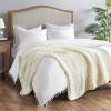 Madison Park Casual Acrylic Chunky Twice Knit Throw with Charcoal MP50-7315(Ivory)