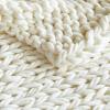 Madison Park Casual Acrylic Chunky Twice Knit Throw with Charcoal MP50-7315(Ivory)