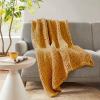 Madison Park Casual Acrylic Chunky Twice Knit Throw with Charcoal MP50-7315(Yellow)