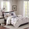 Madison Park Celeste Quilt Modern Classic Design All Season, Breathable Coverlet Lightweight Bedding Set, Matching Shams, Decorative Pillow, Full/Queen(90″x90″), Ruffle White 4 Piece(Floral Taupe)