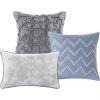 Madison Park Celeste Quilt Modern Classic Design All Season, Breathable Coverlet Lightweight Bedding Set, Matching Shams, Decorative Pillow, Full/Queen(90″x90″), Ruffle White 4 Piece(Floral Blue)