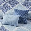 Madison Park Claire Quilt Modern Design – All Season, Breathable Coverlet Lightweight Bedding Set, Matching Shams, Decorative Pillow, Full/Queen (90 in x 90 in), Diamond Aqua 6 Piece(Blue)
