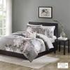 Madison Park Cotton Blend Duvet Set Beautiful Floral Design, All Season, Breathable Comforter Cover Bedding Set, Matching Shams, Full/Queen(90″x90″), Blush 3 Piece(Serena Grey)