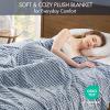 Madison Park Cozy Blanket Soft Plush Blanket Chic Backprinted Carved Texture Design, Trendy, All Seasons Lightweight Bedding for Summer Cover for Bed, Couch & Sofa, Full/Queen, Grey(Blue)