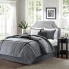 Madison Park Cozy Comforter Set Casual Blocks Design All Season, Matching Bed Skirt, Decorative Pillows, Queen(90″x90″), Red Brown, 7 Piece(Bridgeport Herringbone  Black Dark Grey)