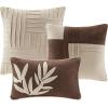 Madison Park Cozy Comforter Set Casual Blocks Design All Season, Matching Bed Skirt, Decorative Pillows, Queen(90″x90″), Red Brown, 7 Piece(Dune Beige/Brown)
