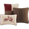 Madison Park Cozy Comforter Set Casual Blocks Design All Season, Matching Bed Skirt, Decorative Pillows, Queen(90″x90″), Red Brown, 7 Piece(Jackson Blocks Red/Brown)