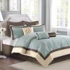 Madison Park Cozy Comforter Set Casual Modern Design All Season, Matching Bed Skirt, Decorative Pillows, Queen(92″x96″), Blue, 9 Piece (MP10-458)(Juliana Blue)