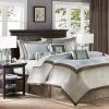 Madison Park Cozy Comforter Set-Deluxe Hotel Collection, All Season Down Alternative Luxury Bedding with Matching Shams, Decorative Pillows, Queen(90″x90″), Genevieve, Navy 7 Piece(Blue)