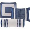 Madison Park Cozy Comforter Set-Deluxe Hotel Collection, All Season Down Alternative Luxury Bedding with Matching Shams, Decorative Pillows, Queen(90″x90″), Genevieve, Navy 7 Piece(Navy)