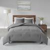 Madison Park Cozy Cotton Comforter Set Casual Modern Design All Season Bedding, Matching Shams, Full/Queen (90 in x 90 in), White 3 Piece(Waffle Weave Grey)