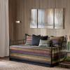 Madison Park Daybed Cover Double Sided Quilting Casual Design All Season Bedding Set with Bedskirt, Matching Shams, Decorative Pillow, 75 in x 39 in, Yosemite, Purple Teal(Stripes Purple Teal)
