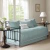 Madison Park Daybed Cover Set – Trendy Design, All Season Luxury Bedding with Bedskirt, Matching Shams, Decorative Pillow, Floral Medallion Quilted Blue 75″x39″ 6 Piece(Peyton Blue)