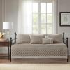 Madison Park Daybed Cover Set – Trendy Design, All Season Luxury Bedding with Bedskirt, Matching Shams, Decorative Pillow, Floral Medallion Quilted Blue 75″x39″ 6 Piece(Breanna Khaki)