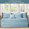 Madison Park Daybed Cover Set Damask Quilted Cover for Daybeds, All Season, Pre-washed Cotton-Filled Coastal Bedding with Scallop Edge, Shams, Bedskirt, Décor Pillows, Tuscany, Cream, 39″x75″, 6 Piece(Blue)